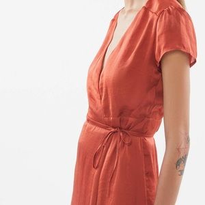 SOLD Urban Outfitters Beau Silk Wrap Dress M Rust